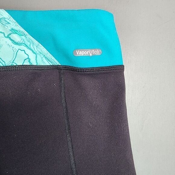 The‎ North Face Cropped Leggings Women's S Flared Black Blue Pattern Vapor Wick - Picture 11 of 11
